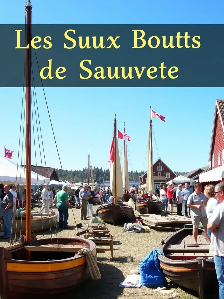 A vibrant scene from a heritage day event at Les Vieux Bouts de Sausset, featuring traditional boats, local artisans, and community members celebrating Sausset-les-Pins' naval history.