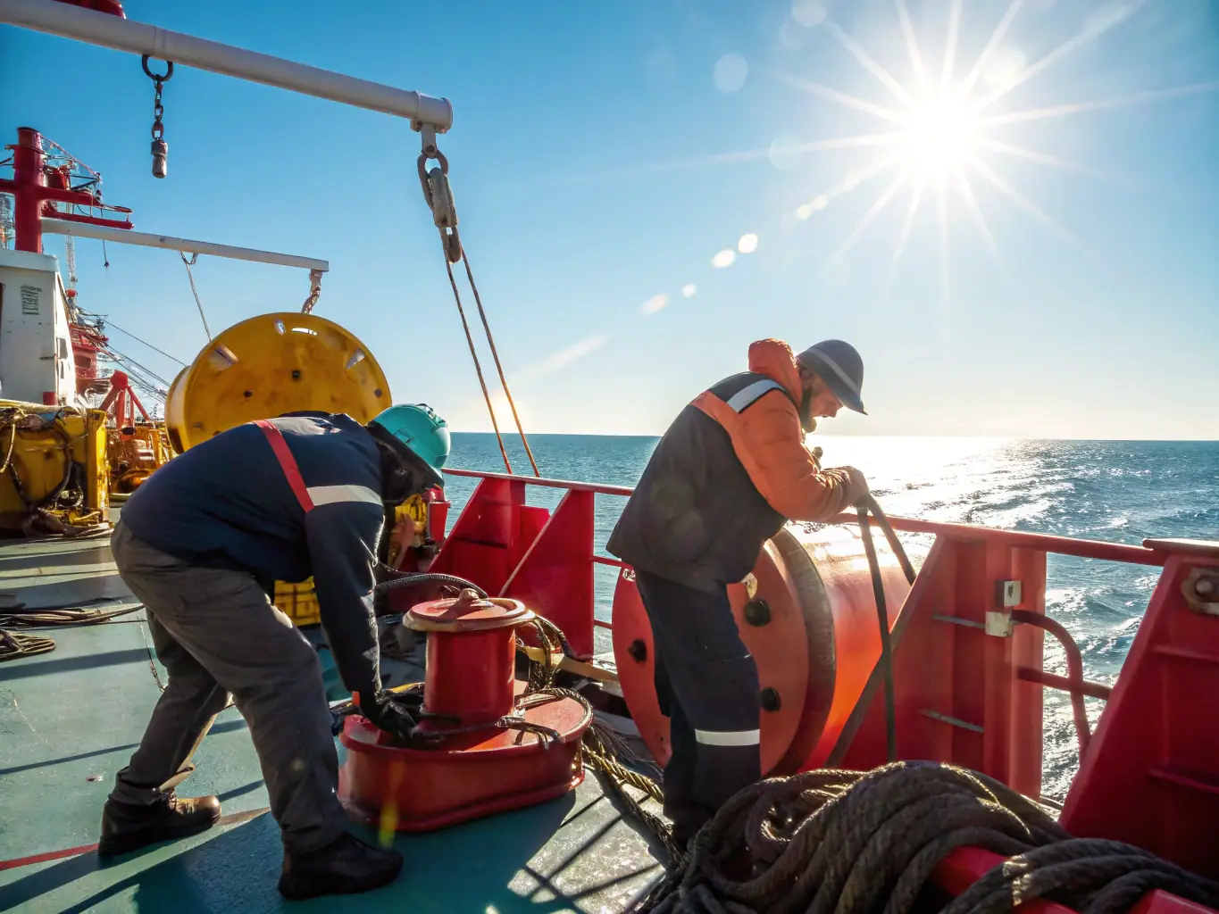 An instructor demonstrating rigging techniques to a group of enthusiastic participants.